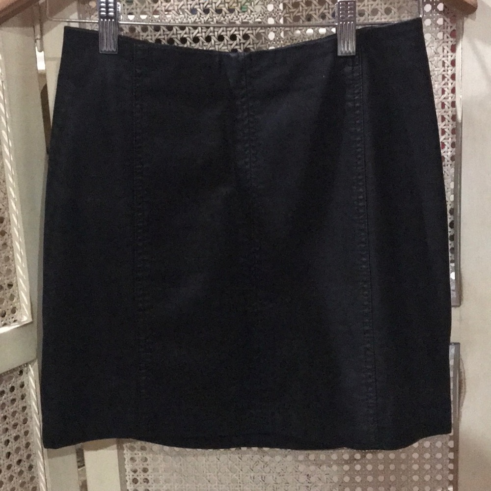 Free People Black Leather Skirt